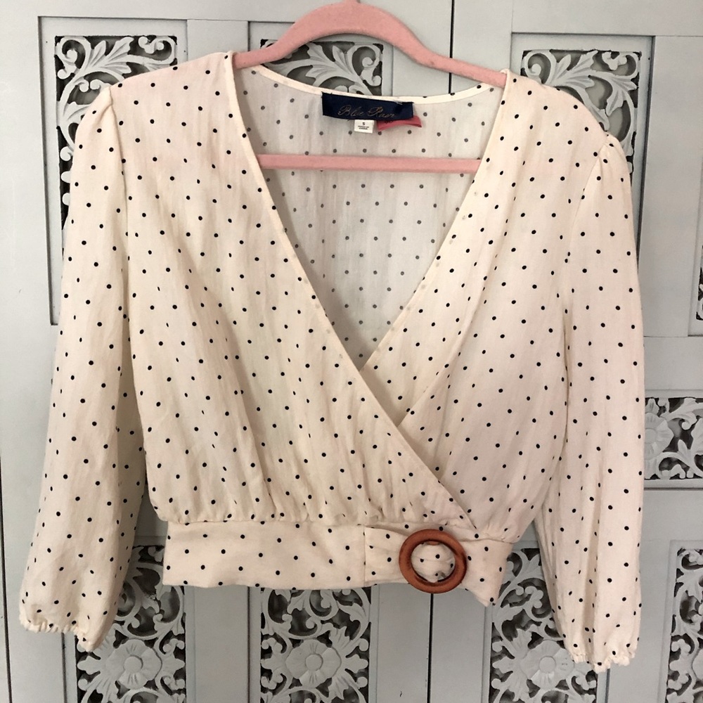 Off White with black dot size small Blue Rair top